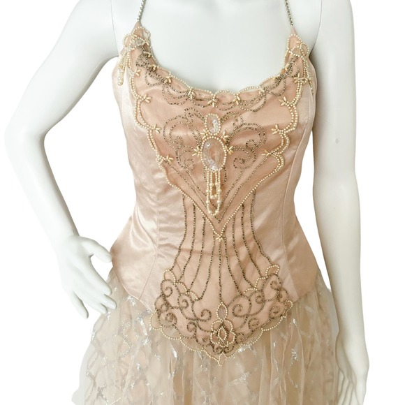 LARALIE VINTAGE PRINCESS BALL GOWN BEADED IN CHAMPAIGN WOMEN SIZE 6/8 - Picture 13 of 13